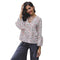 Summer Vacation Unique V Neck Lace-up Design Flare Sleeve Floral Blouse