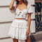 Summer Vintage Square Neck Puff Sleeve Cropped Lace Top Frilled Swing Skirt Set