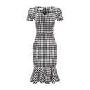 TIY Clothing Summer Woman Simple Checkered Tight Evening Dress(Free Belt) TIY