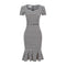 TIY Clothing Summer Woman Simple Checkered Tight Evening Dress(Free Belt) TIY