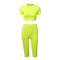Summer Women Solid Color Short-sleeve Cropped T-shirt Tight Pants Sporty Set