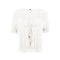 Sweet Women Lace Patchwork Frilled Short-sleeve Tassel Lace-up Cropped Blouse