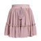 Sweet Women Pink Color Frilled Design Pleated Swing Skirt