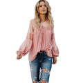 Sweet Young Lady Fashion Loose Pattern Pleated Linen Blouse