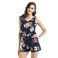 Sweet Young Lady Floral Printed Casual Vacation Beach Tank Top And Shorts Set