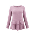 Sweet Young Women Solid Color Flouncing Hemline Autumn Winter Bottoming Blouse