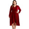 Top Grade Solid Color Women V Neck Long Sleeves Casual Plus Size Dress