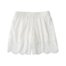 Trendy Floral Embroidered Lace With Eyelash Edge Shape Design Safety Short Pants For Women