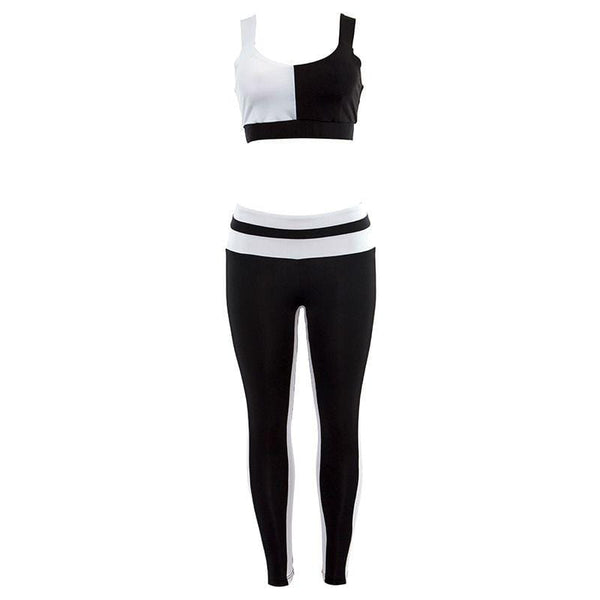 Trendy Style Women Color Blocking Sexy Slim Sportswear Set