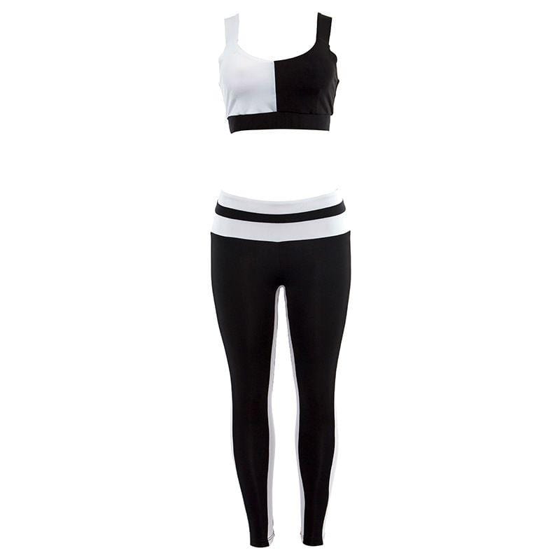 Trendy Style Women Color Blocking Sexy Slim Sportswear Set