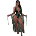 Tropical Leaves Print Women Summer Sun-protection 2pcs Swimsuits