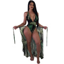 Tropical Leaves Print Women Summer Sun-protection 2pcs Swimsuits