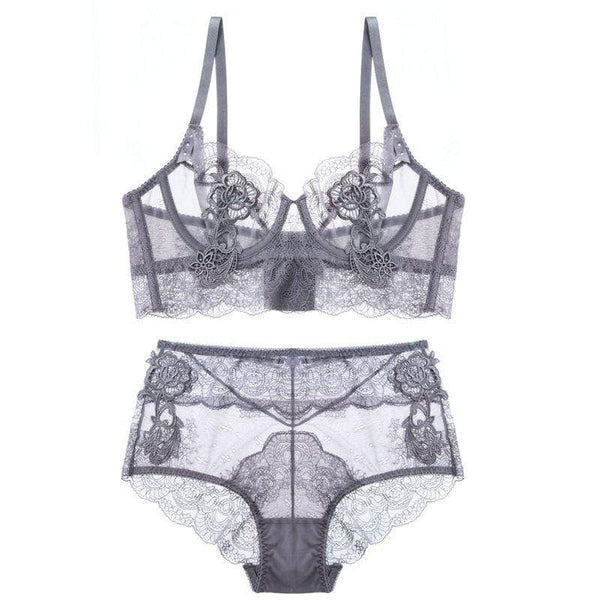 Ultra-thin Lace Fabric Women Push-up Bra Brief Set