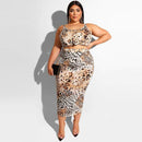 TIY Clothing Unique Animal Print Design Cropped Camis Tight Skirt Plus Size Set TIY