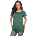 Unique Buttoned Design Solid Color Short-sleeve T-shirt