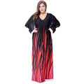 Unique Color Blocking Design Elegant Women Low Hemline Fluttering Sleeves Party Dress