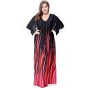 Unique Color Blocking Design Elegant Women Low Hemline Fluttering Sleeves Party Dress