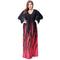 Unique Color Blocking Design Elegant Women Low Hemline Fluttering Sleeves Party Dress