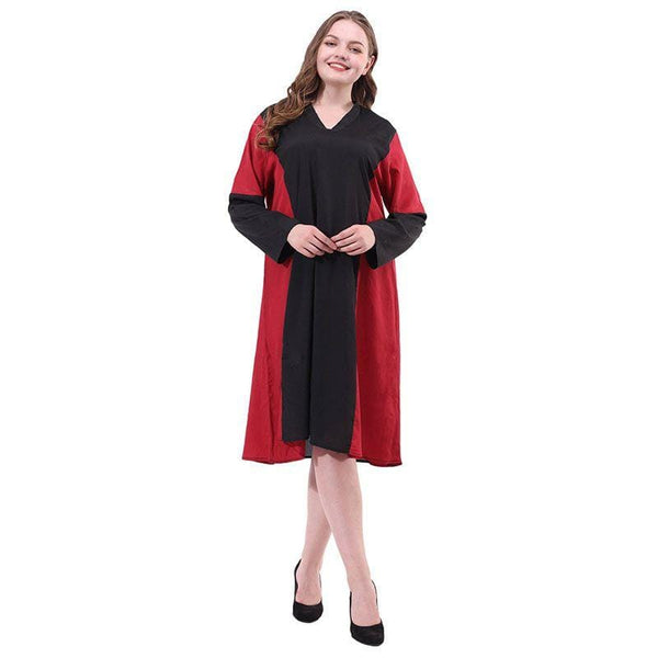 Unique Color Blocking Design Women Long-sleeve Plus Size Midi Dress