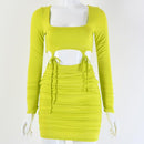 Unique Cut-out Knotted Design Neon Mini Dress