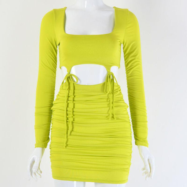 Unique Cut-out Knotted Design Neon Mini Dress