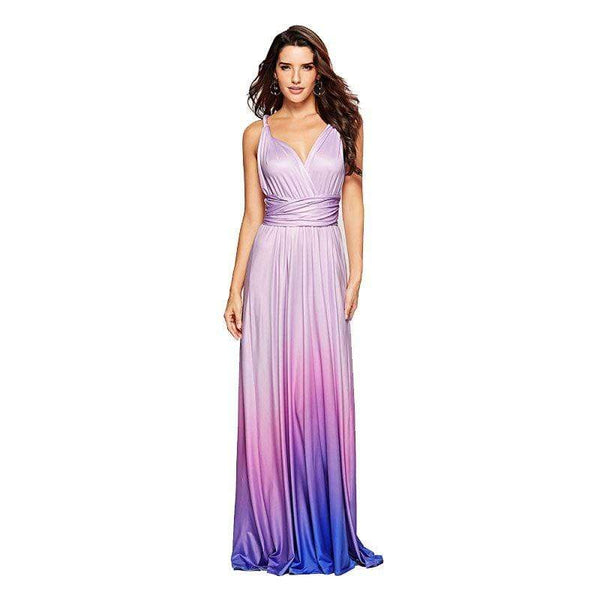 Unique Gradient Color Sexy Backless Maxi Party Dress