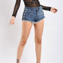 Unique Imitation Pearl Design Women Beaded Tassel Denim Shorts