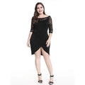 Unique Lace Patchwork Women Plus Size Solid Color Irregular Hemline Dress