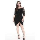 Unique Lace Patchwork Women Plus Size Solid Color Irregular Hemline Dress