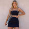 Unique Link Chain Decor Women Solid Color Cropped Camisole Tight Skirts Two-piece Set