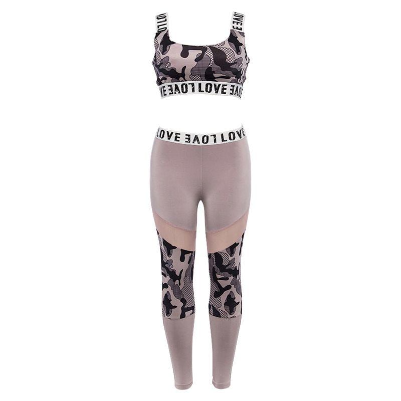 Unique Mesh Patchwork Women Workout Outdoor Sportswear Set