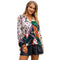 Unique Multicolor Design Women V Neck Long Sleeves Blouse