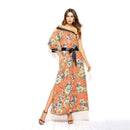 Unique One-shoulder Design Women Floral Print Long Dress