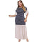 Unique Patchwork Hemline Design Women Flare Sleeve Stripe Print Maxi Dress