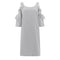 Unique Plain Color Ruffled Cool-shoulder Casual Loose Dress