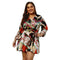 Unique Scarf Print Design Long-sleeve Plus Size Dress