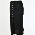 Unique Side-slit Buttoned Design Women Summer Casual Midi Skirt