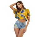 Unique Tie-dyed Crew Neck Short-sleeve Casual Crop T-shirt