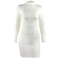 TIY Clothing Unique Wave Mock Neck Design Women Solid Color Sexy Tight Dress TIY