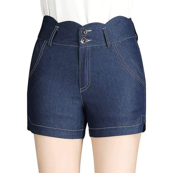 Unique Wavy Design Solid Color Casual Lady Plus Size Shorts