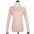 TIY Clothing Unique Women Oblique Shoulder Long-sleeve Solid Color Knitwear TIY