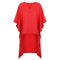 V Neck Dolman���Sleeve High-low Hemline Design Women Bright Color Chiffon Top