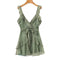 V Neck Sleeveless Ruffle Design Women Summer Mini Dress