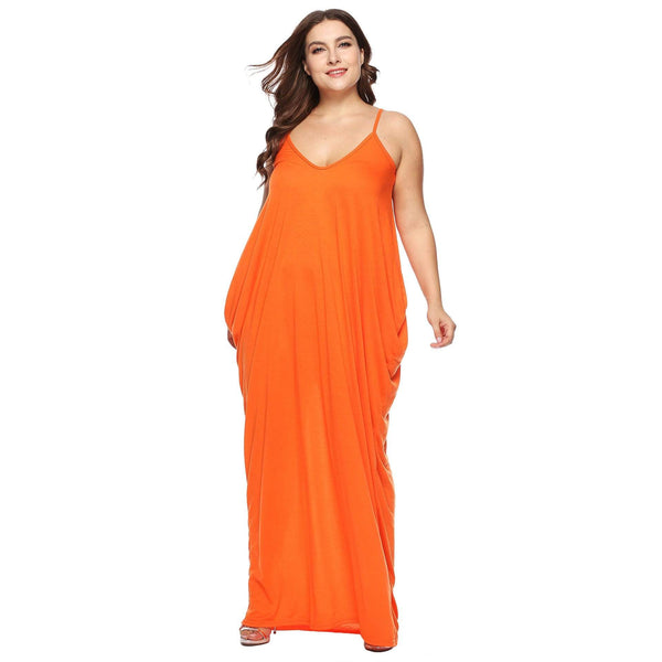 Vacation Style Women Solid Color Double Pockets Design Slip Dress