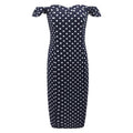 TIY Clothing Vintage Elegance Off-shoulder Polka Dot Printed Midi Length Dress TIY
