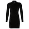 TIY Clothing Vintage Elegance Women Asymmetric Handmade Button Decor Long-sleeve Slit Tight Dress TIY