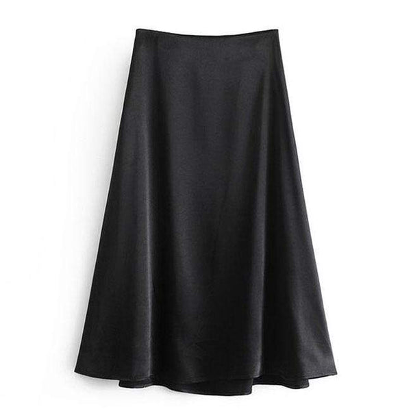 TIY Clothing Vintage Elegant Women Solid Color High-waisted Side Zipper Design Skirt TIY