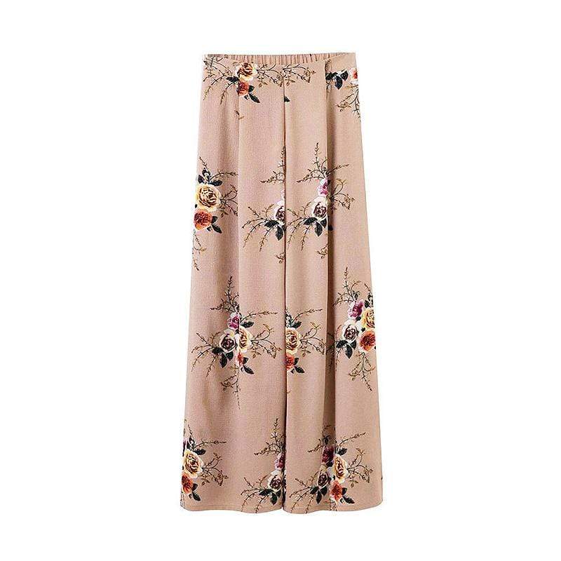 TIY Clothing Vintage Floral Print Women Long Skirt High Waist OL Style Trousers TIY