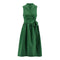 TIY Clothing Vintage Lapel Collar Solid Color Sleeveless Large Hem Dress TIY