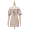TIY Clothing Vintage Pattern Off-shoulder Lantern Sleeve Lace-up Tight Dress TIY